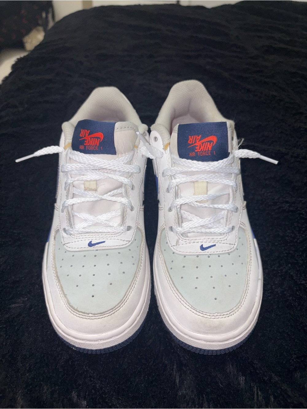 Nike Kids' Air Force 1 Low White with Light Blue Accents